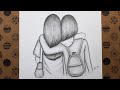 Best Friend Drawing, How to Draw Easy Pencil Drawing Pictures Step by Step