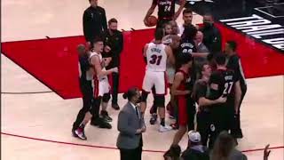 Herro tries to fight 7 foot Nurkic gets punched in face