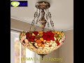 FUMAT Camellia Pendant Lamp Anti Chandeliers Tiffany Pastoralism Style Art Decor Stained Glass Light