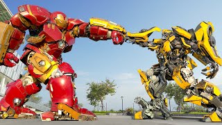 A batalha entre Bumblebee e Ironman no mundo do futuro - 4K ULTRA HD Fantasia de ação