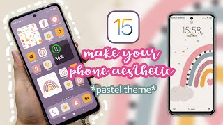 iOS15 on android phone | pastel theme | redmi phone | make your phone aesthetic 2021 ✨