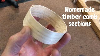 Beekeeping - Homemade round timber comb sections @ Les Gold
