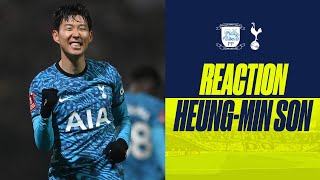 Heung-Min Son reacts to his two BRILLIANT goals against Preston in the Emirates FA Cup