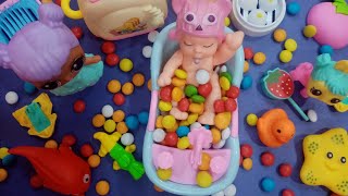 Satisfying ASMR Video l Rainbow Color Yummy Candy Mixing with Three Magic Bathtubs - Cutting ASMR