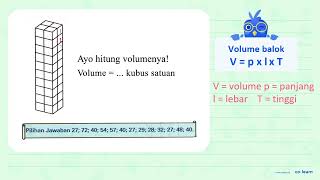 Ayo hitung volumenya! Volume kubus satuan = Pilihan Jawaban 27; 72; 40; 54; 57; 40; 27; 29; 28; 3...