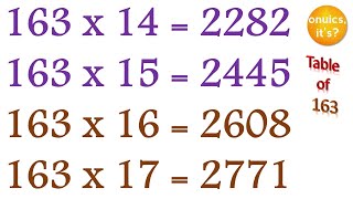 Table of 163 | 163 ki Pahada | १६३ का पहाड़ा multiplication se