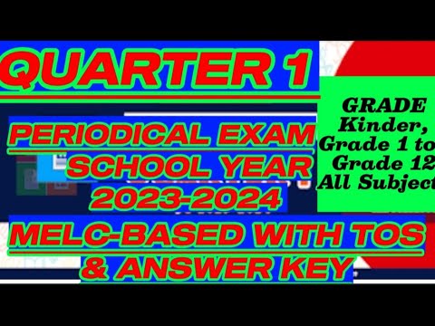 PERIODICAL TEST - QUARTER 1 | KINDER, GRADE 1 TO 12 | MELC-BASED W/ TOS ...