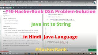 #10 HackerRank Java Int to String DSA Problem Solution in Hindi in Java #HackerRank
