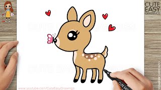 How to Draw a Cute Little Deer / Cute Fawn Drawing