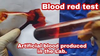 Test for Iron(III)ion (Fe³+)Using potassium thiocyanate.Artificial blood produced in the lab.