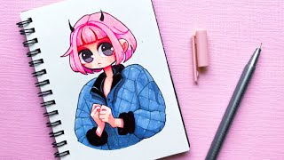 Pink Hair Puffy Coat Art Tiktok