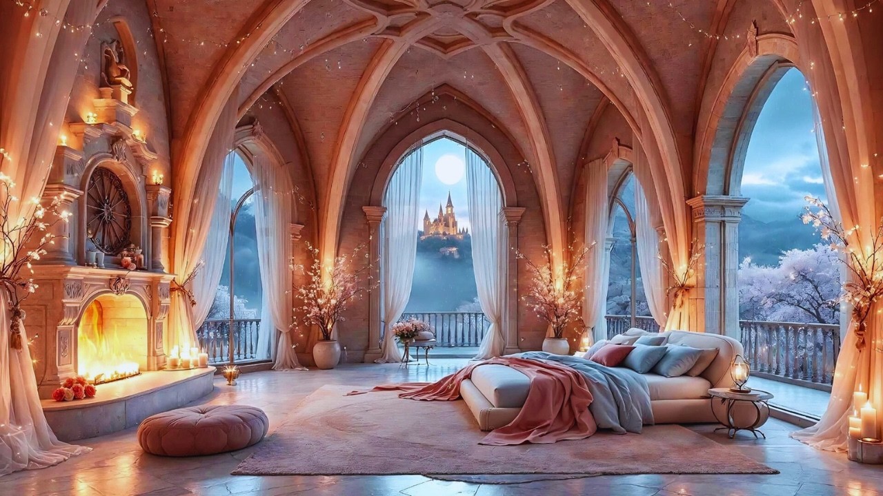 Enchanted Castle Ambience Soothing Rain And Fireplace Sounds For Deep