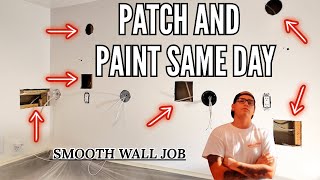 Smooth wall drywall repair and paint same day #drywallrepair