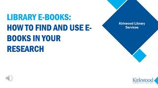 Library eBooks: How to find and use eBooks in your research