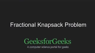 Fractional Knapsack Problem | GeeksforGeeks