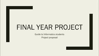 How to Write a  Proposal in Final Year Project