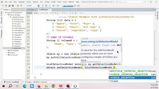Java Swing: JTable & ListSelectionListener & JScrollPane