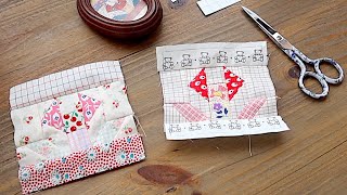 昭和のレトロ生地 vlog チューリップ🌷パッチワークポーチを作りたい☺︎ Lovely old fabric scraps ♪ 毎日ソーイング日記🪡