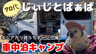 【車中泊キャンプ】70代夫婦じぃじとばぁばがキャンピングカーで保護犬フレンチブルドッグと一緒にキャンプに行ったら最高の時間を過ごせました！ ＃ハイエース ＃キャンピングカーー