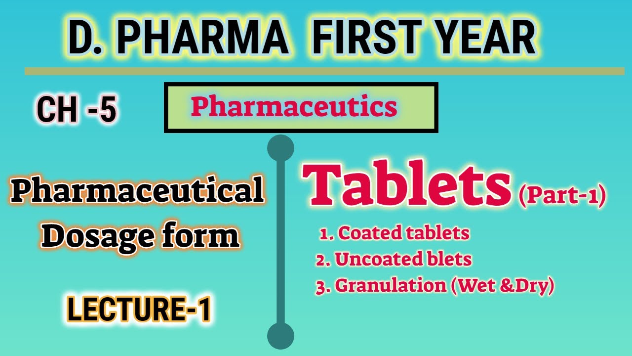 Tablets Ch 5 L 1 Pharmaceutical Dosage Form Pharmaceutics D