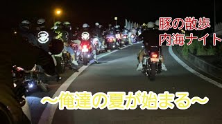 2020.8.1豚の散歩内海ナイト🌛闇夜に響く爆音と共に❗ 総勢250台 名和北 名古屋仕様 乙女会 シャチホコレーシング