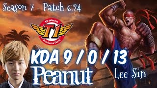 SKT T1 Peanut LEE SIN vs TWITCH Jungle - Patch 6.24 KR Ranked