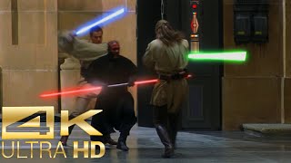 Obi Wan \u0026 Qui Gon vs Darth Maul [4k UltraHD] - Star Wars: The Phantom Menace Fight Scene (1/2)