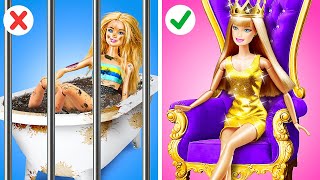 RICH GLAM vs. BROKE CHIC | The Ultimate DIY Doll Makeover by 123 GO! FOOD
