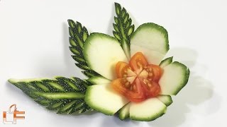 Art In Zucchini & Tomato Flower Carving Garnish - Fruit & Vegetable Carving Designs