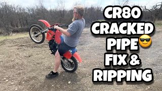 CR80R Cracked Pipe FIX | Tune up, Ripping