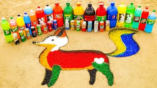 How to make Rainbow Fox with Orbeez Colorful, Big Mirinda, Sprite, Fanta, Pepsi, Coca Cola vs Mentos