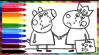 Drawing and Coloring Peppa Pig and Suzy Sheep Saying Goodbye 🐷😭🐑 Drawings for Kids & toddlers