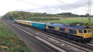 Trains at Winchfield Viaduct including 66s, MPV and 73s  25/10/21