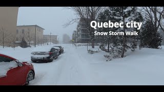 [4K60FPS]Quebec city walk. | Quebec city first snow storm of 2025.| DJI action 5 pro