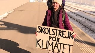 Swedish teen climate activist arrives at Davos