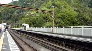 [HD] 5087M passing through Hozukyo station / 183系特急はしだて7号 保津峡駅通過