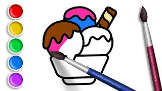 Let's Drawing Ice Cream Cup | Menggambar Es Krim | Dibujo para niños | 쉬운그림 | научиться рисовать