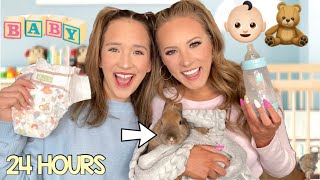 TREATING MY BUNNY LIKE A REAL BABY FOR 24 HOURS CHALLENGE 👶🏻🍼💩
