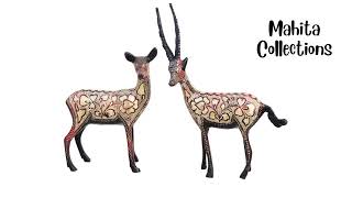 Brass Showpiece Deer Pair Statue 0.62kg