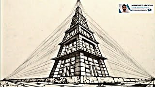 How to Draw | Tower Drawing | Easy Drawing tutorial | I Tower Pencil Art | Munawar Arts