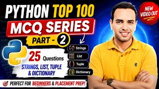 Python MCQ Series Part 2 | 25 Important MCQs on String, List, Tuple & Dictionary | Python Quiz 🚀
