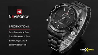 Authentic Naviforce (NF9024) Dual time Black Stainless Steel Watch.