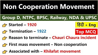 Non Cooperation Movement | असहयोग आंदोलन | Non Cooperation Movement Modern History Gk MCQs|