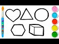 Let's Draw and Paint Shapes Easily Together | Painting, Coloring for Toddlers & Beginner