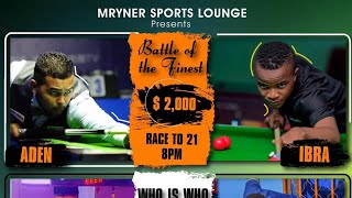 IBRA SEJJEMBA VS ADEN JOSEPH:( RACE TO 21 FOR USD 2000 POT)