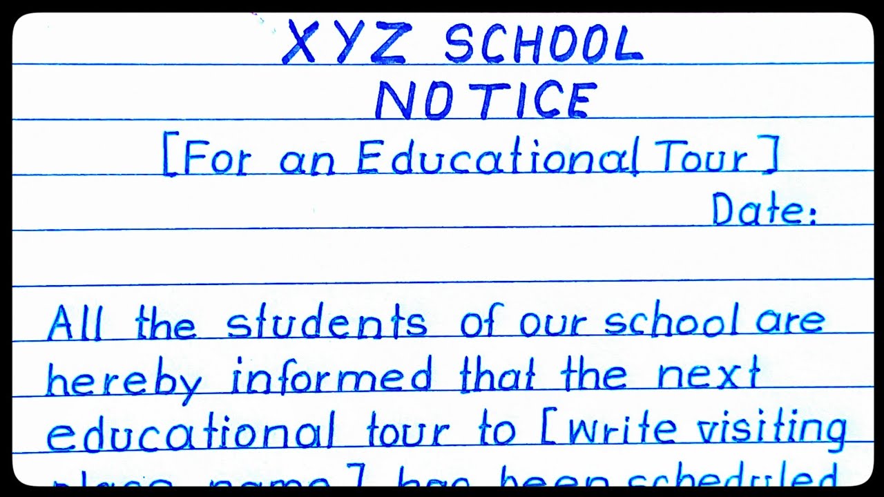 Notice Writing For An Educational Tour/ Excursion For School Students ...