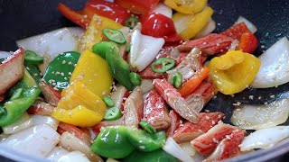 맛살야채볶음 Stir-fried crab meat and vegetables