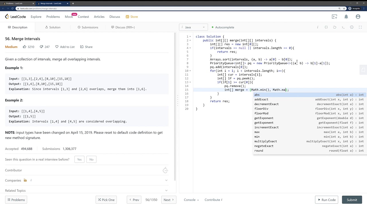 LeetCode 56: Merge Intervals Solution - YouTube