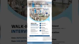 Anthem biosciences walk in interview for chemical synthesis plant