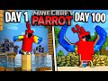 I Survived 100 Days as a PARROT in Minecraft